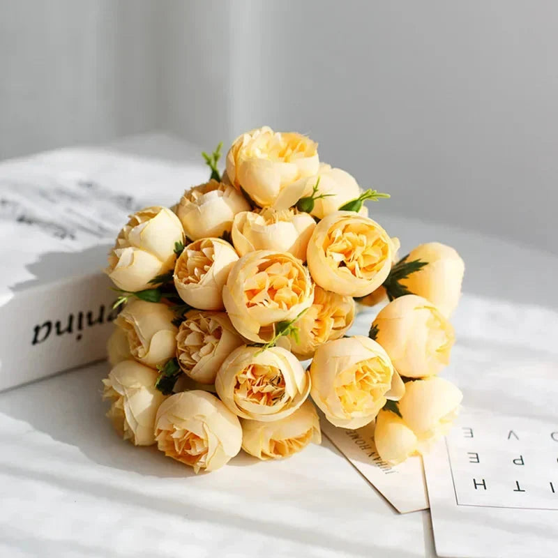 Silk Peony Bouquet 27 Realistic Heads