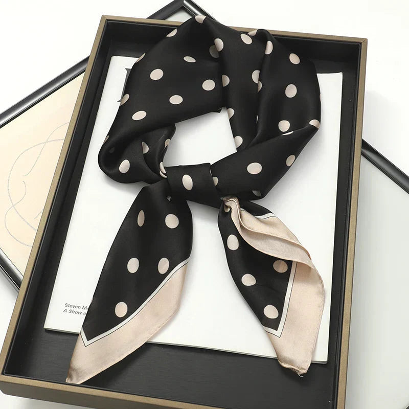 Silk Scarf Lightweight Plaid 27.6 Inch Square