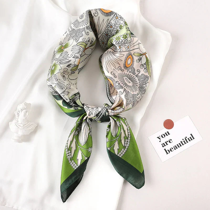 Silk Scarf Lightweight Plaid 27.6 Inch Square
