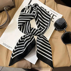 Silk Scarf Plaid Square 70cm Lightweight