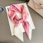 Silk Scarf Plaid Square 70cm Lightweight