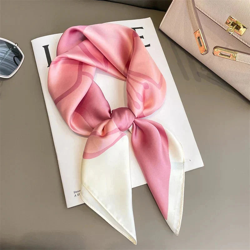 Silk Scarf Plaid Square 70cm Lightweight