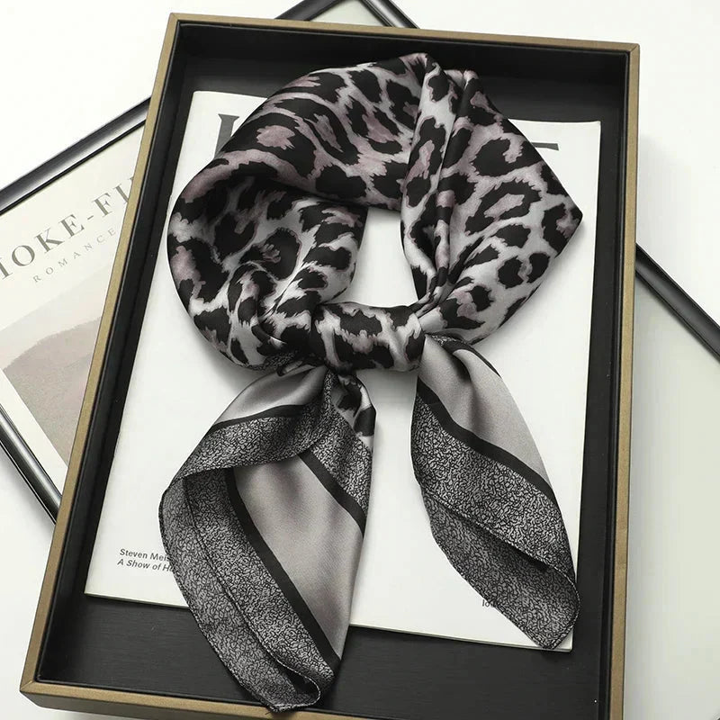 Silk Scarf Plaid Square 70cm Lightweight