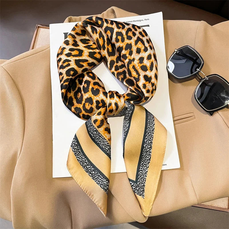 Silk Scarf Plaid Square 70cm Lightweight
