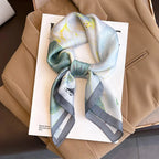 Silk Scarf Plaid Square 70cm Lightweight