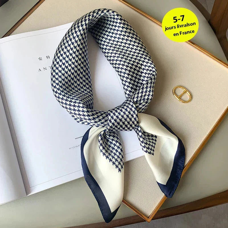 Silk Scarf Plaid Square 70cm Lightweight