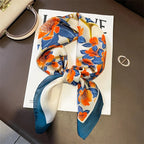 Silk Scarf Plaid Square 70cm Lightweight