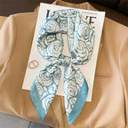 Silk Scarf Plaid Square 70cm Lightweight