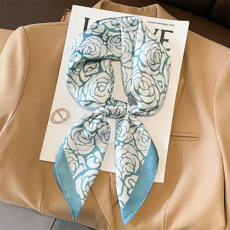 Silk Scarf Plaid Square 70cm Lightweight