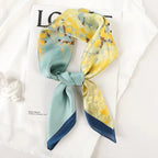 Silk Scarf Plaid Square 70cm Lightweight