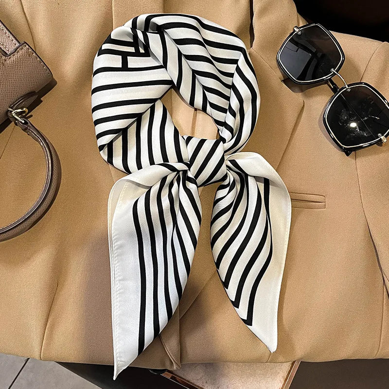 Silk Scarf Plaid Square 70cm Lightweight