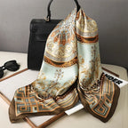 Silk Scarf Plaid Square 70cm Lightweight