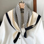 Silk Scarf Plaid Square 70cm Lightweight