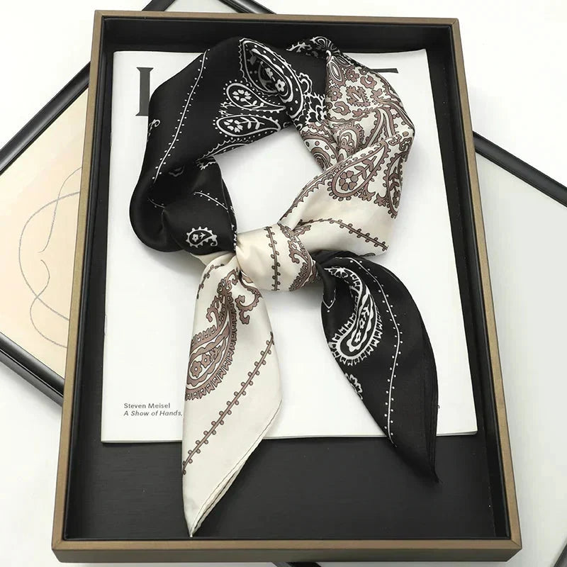 Silk Scarf Plaid Square 70cm Lightweight