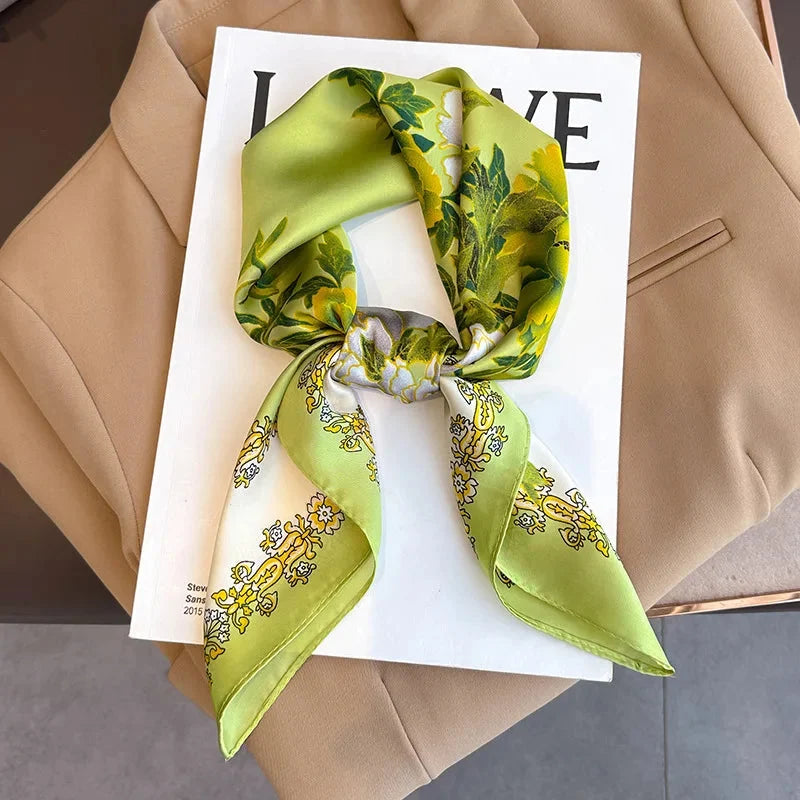 Silk Scarf Plaid Square 70cm Lightweight
