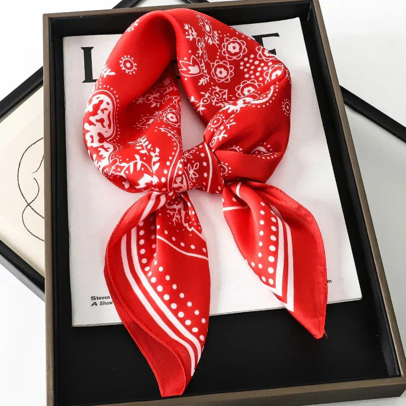 Silk Scarf Plaid Square 70cm Lightweight