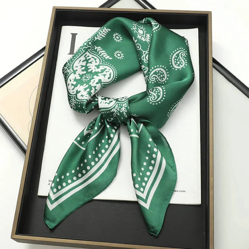 Silk Scarf Plaid Square 70cm Lightweight