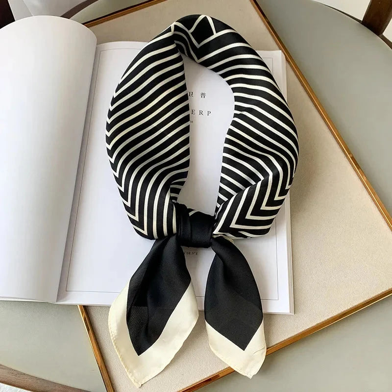 Silk Scarf Plaid Square 70cm Lightweight