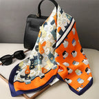 Silk Scarf Plaid Square 70cm Lightweight