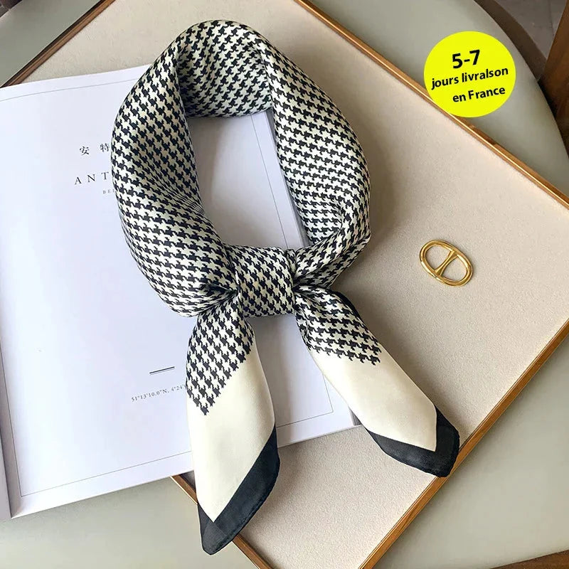 Silk Scarf Plaid Square 70cm Lightweight