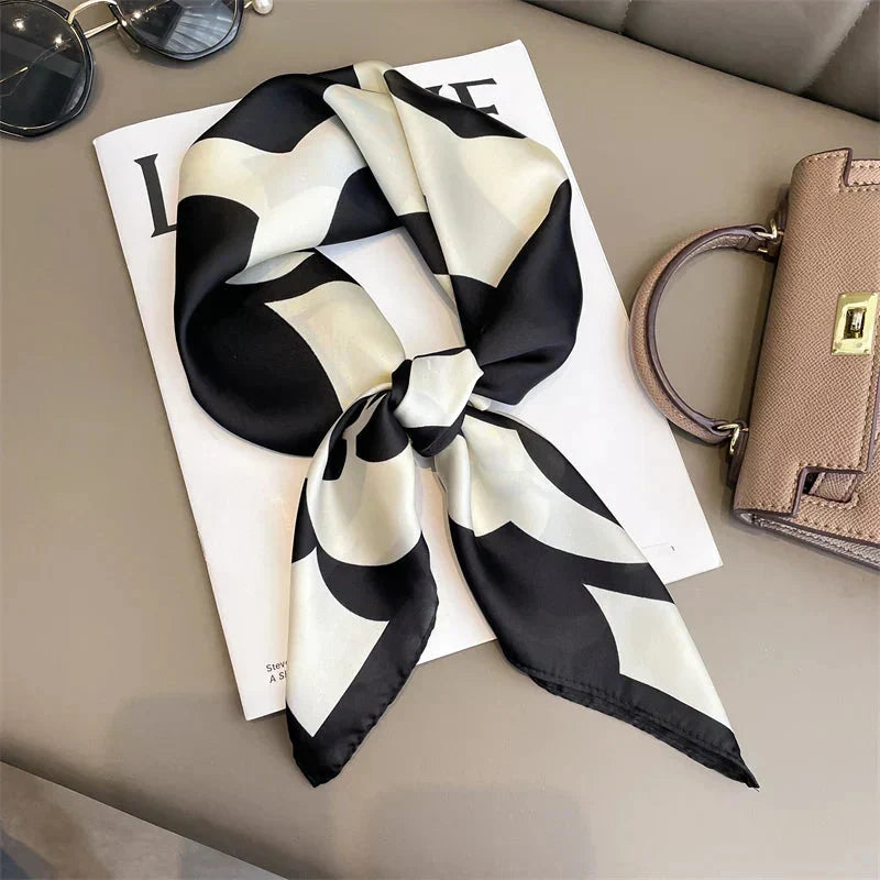 Silk Scarf Plaid Square 70cm Lightweight
