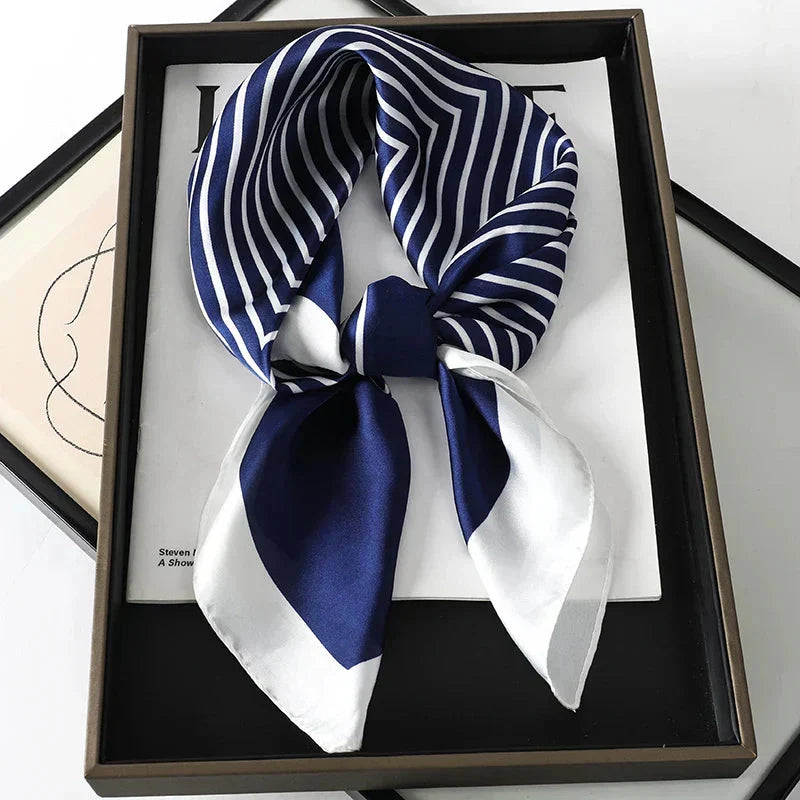 Silk Scarf Plaid Square 70cm Lightweight