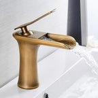 Single-Handle Basin Faucet Waterfall Spout Brass Body