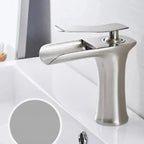 Single-Handle Basin Faucet Waterfall Spout Brass Body