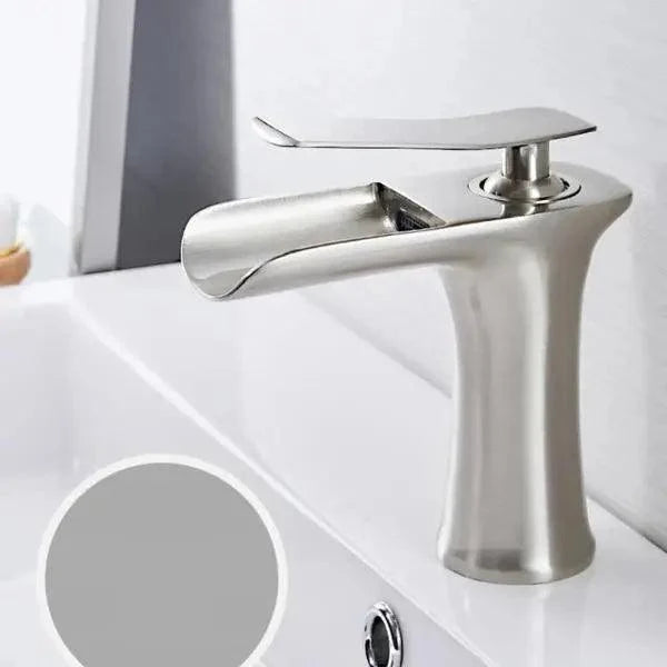 Single-Handle Basin Faucet Waterfall Spout Brass Body