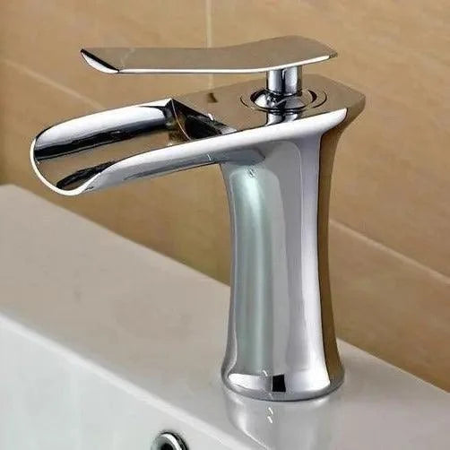 Single-Handle Basin Faucet Waterfall Spout Brass Body