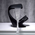 Single-Hole Basin Faucet Waterfall Spout Solid Brass