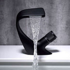 Single-Hole Basin Faucet Waterfall Spout Solid Brass