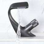 Single-Hole Basin Faucet Waterfall Spout Solid Brass