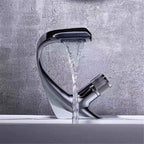 Single-Hole Basin Faucet Waterfall Spout Solid Brass