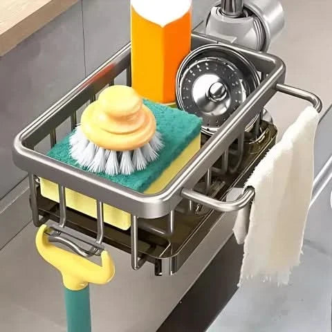 Sink Drainer Basket Drill-Free Perforated Aluminum With Hanging Hook