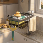 Sink Drainer Basket Drill-Free Perforated Aluminum With Hanging Hook