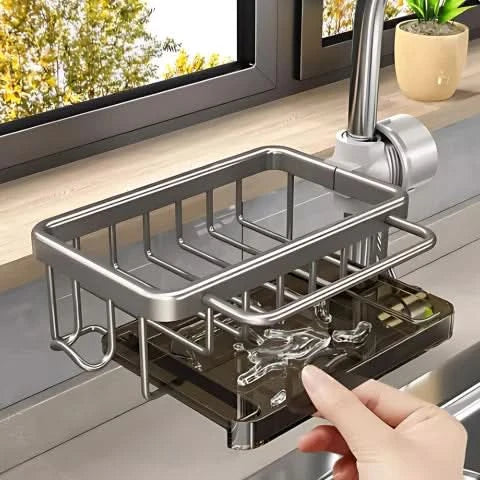 Sink Drainer Basket Drill-Free Perforated Aluminum With Hanging Hook