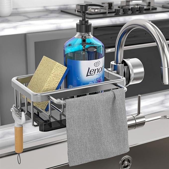 Sink Organizer Rust-Resistant Aluminum Draining Rack & Utensil Caddy