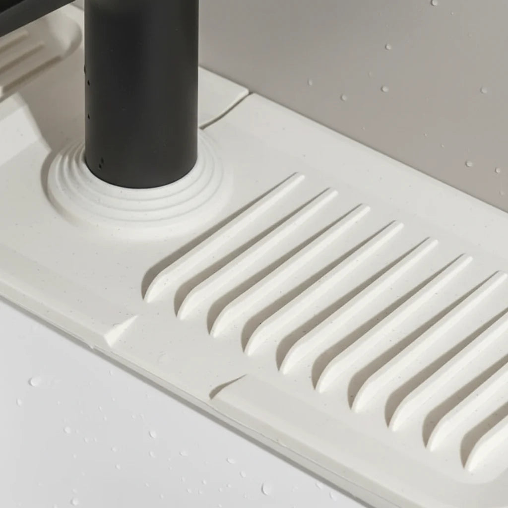 Sink Splash Mat Silicone Quick-Drain Groove