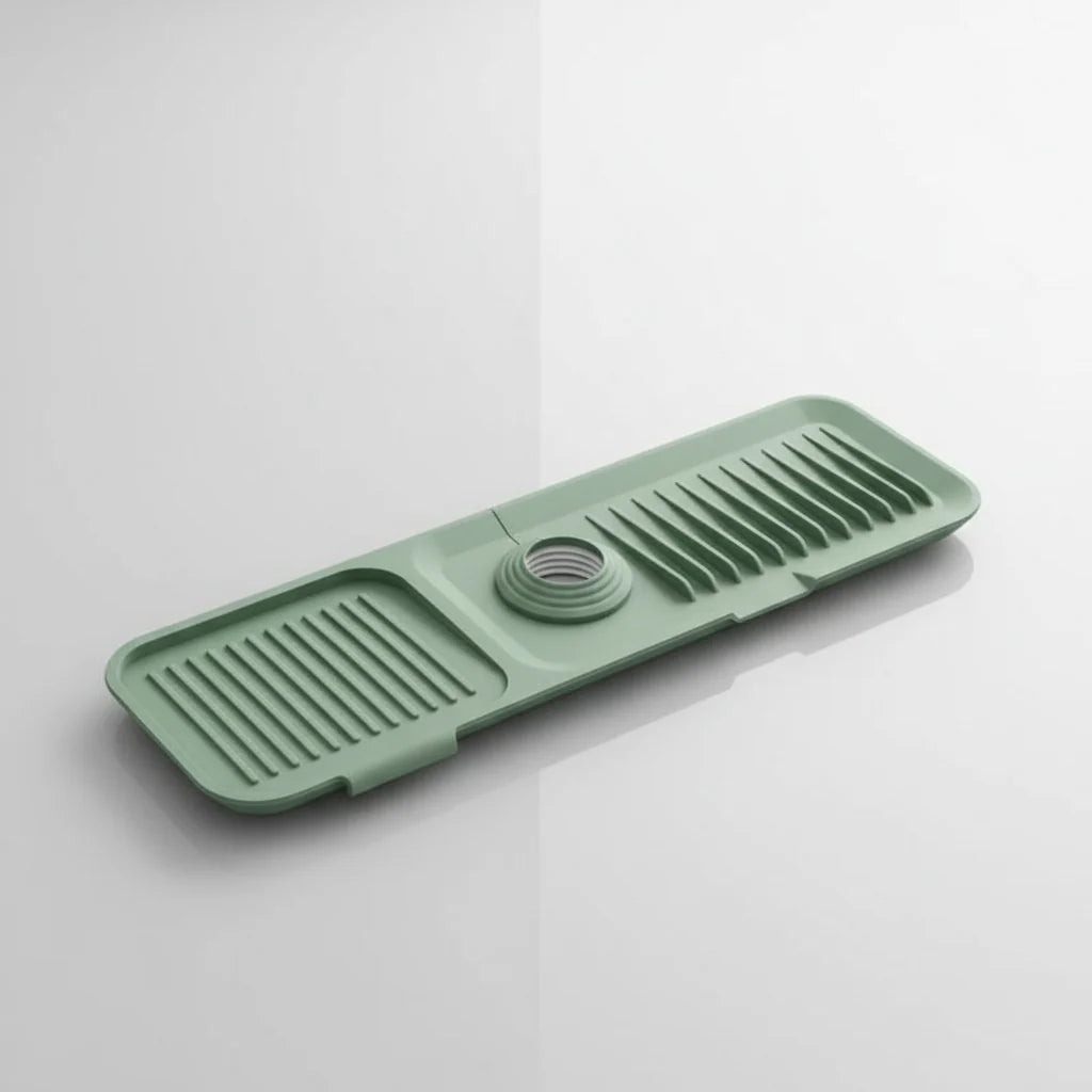 Sink Splash Mat Silicone Quick-Drain Groove