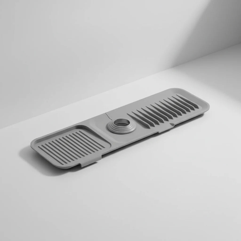 Sink Splash Mat Silicone Quick-Drain Groove