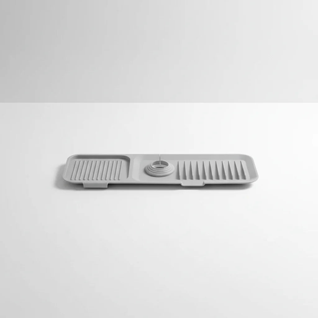Sink Splash Mat Silicone Quick-Drain Groove