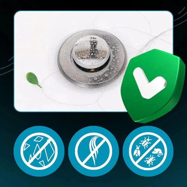 Sink Stopper One-Press Odor-Blocking Dual-Layer Silicone & Strainer