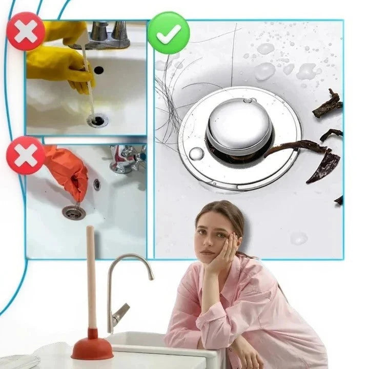 Sink Stopper One-Press Odor-Blocking Dual-Layer Silicone & Strainer