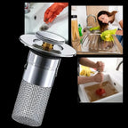 Sink Stopper One-Touch Pop-Up Dual-Layer Seal & Removable Strainer