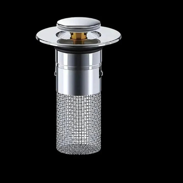 Sink Stopper One-Touch Pop-Up Dual-Layer Seal & Removable Strainer