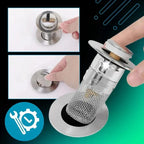 Sink Stopper One-Touch Pop-Up Dual-Layer Seal & Removable Strainer