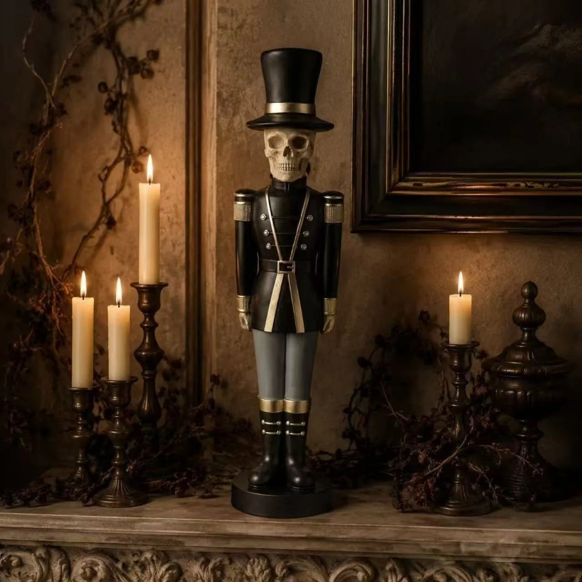 Skeleton Figurine Polyresin Military-Style