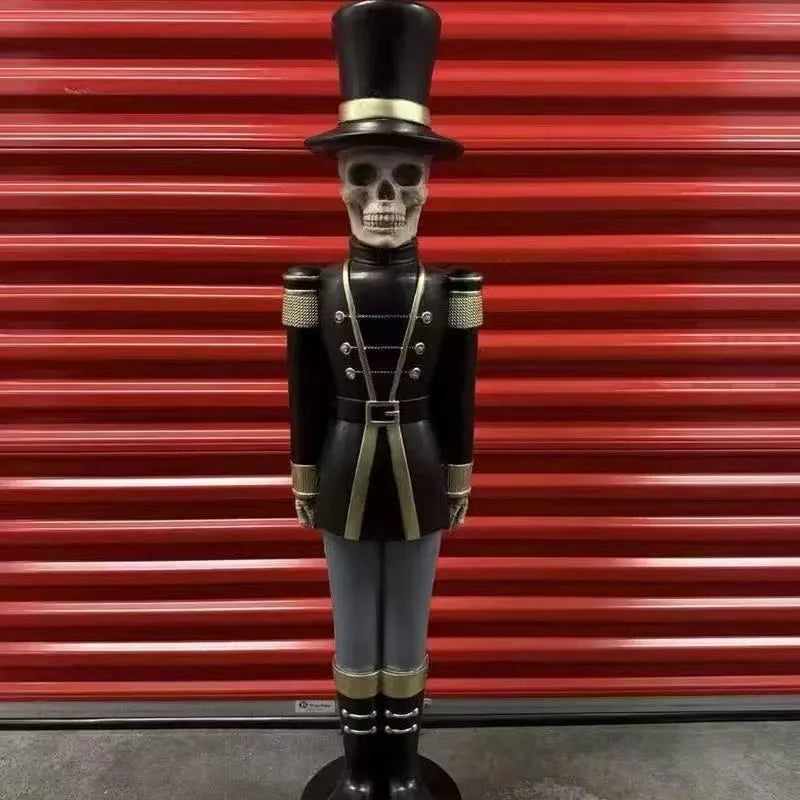 Skeleton Figurine Polyresin Military-Style