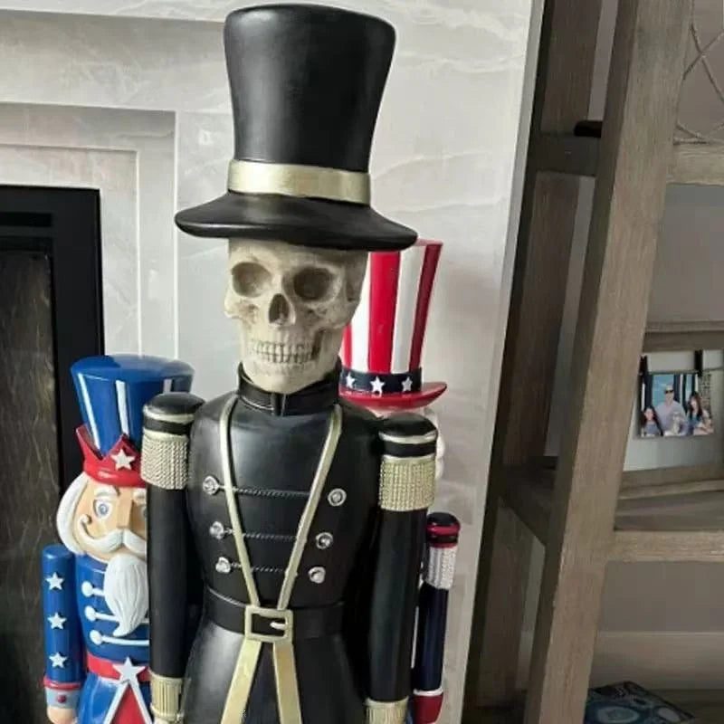 Skeleton Figurine Polyresin Military-Style